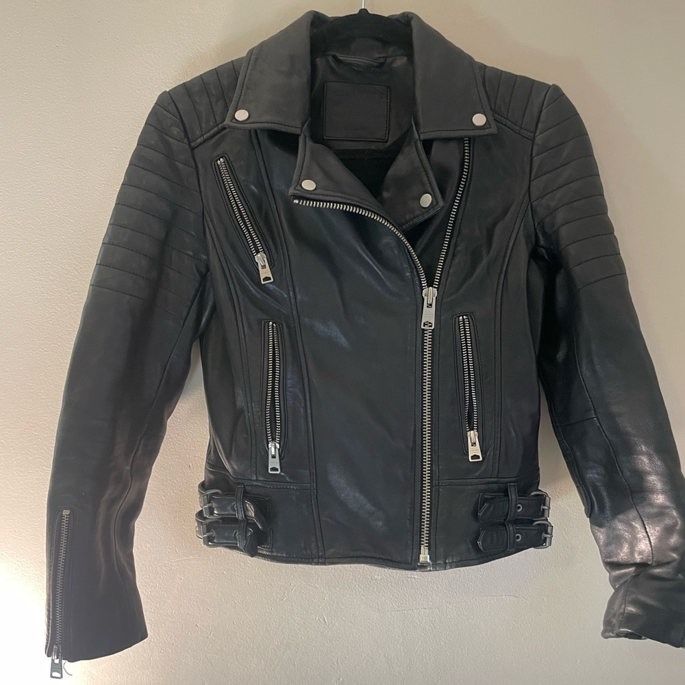 All Saints Papin Leather Coat